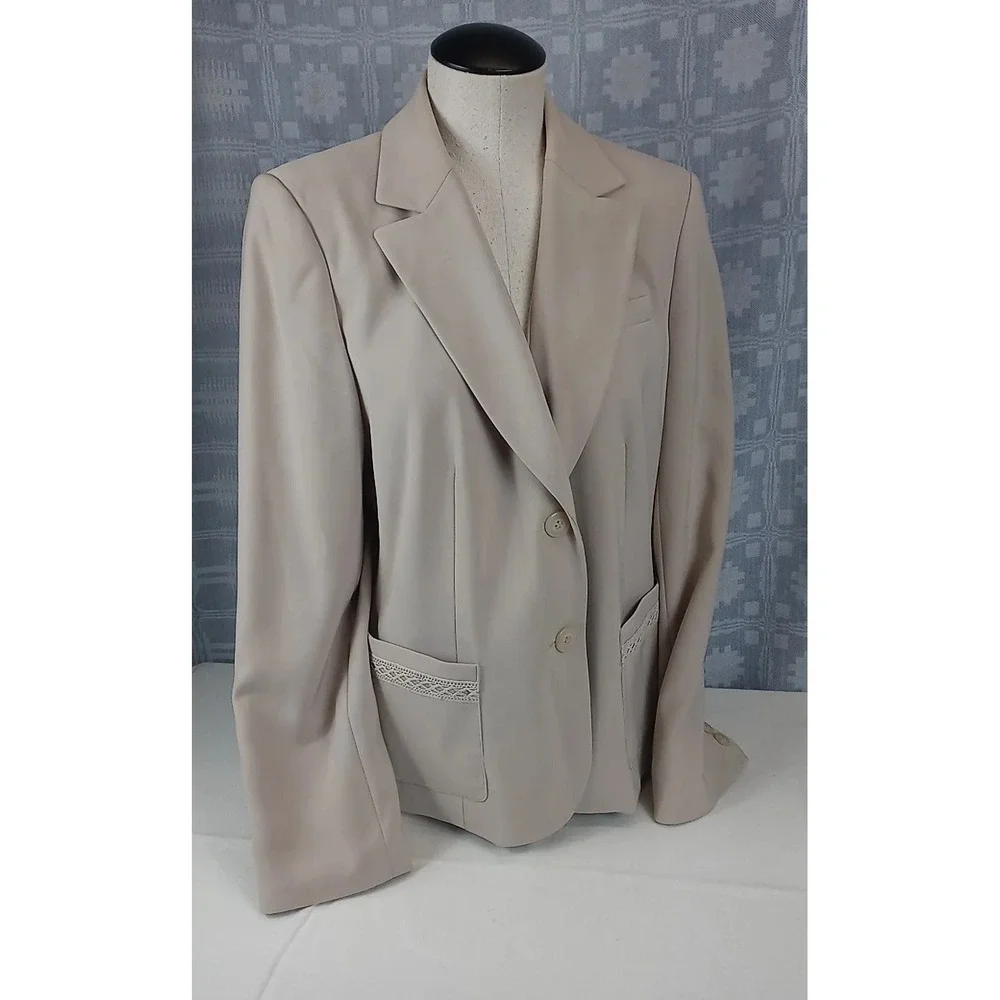 Vintage Travis Ayers Blazer Womens Size 14 Suit Jacket Tan Dress Jacket‎
